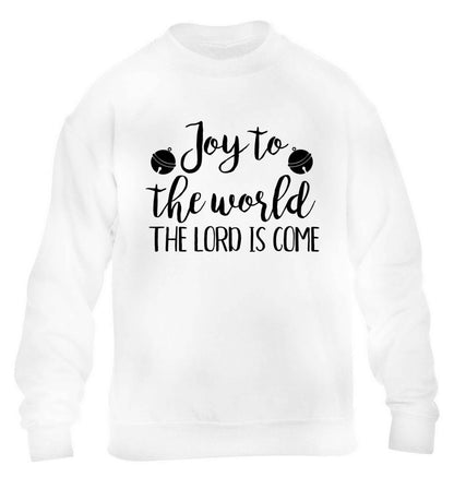 Joy to the world the Lord is come children's white sweater 12-13 Years