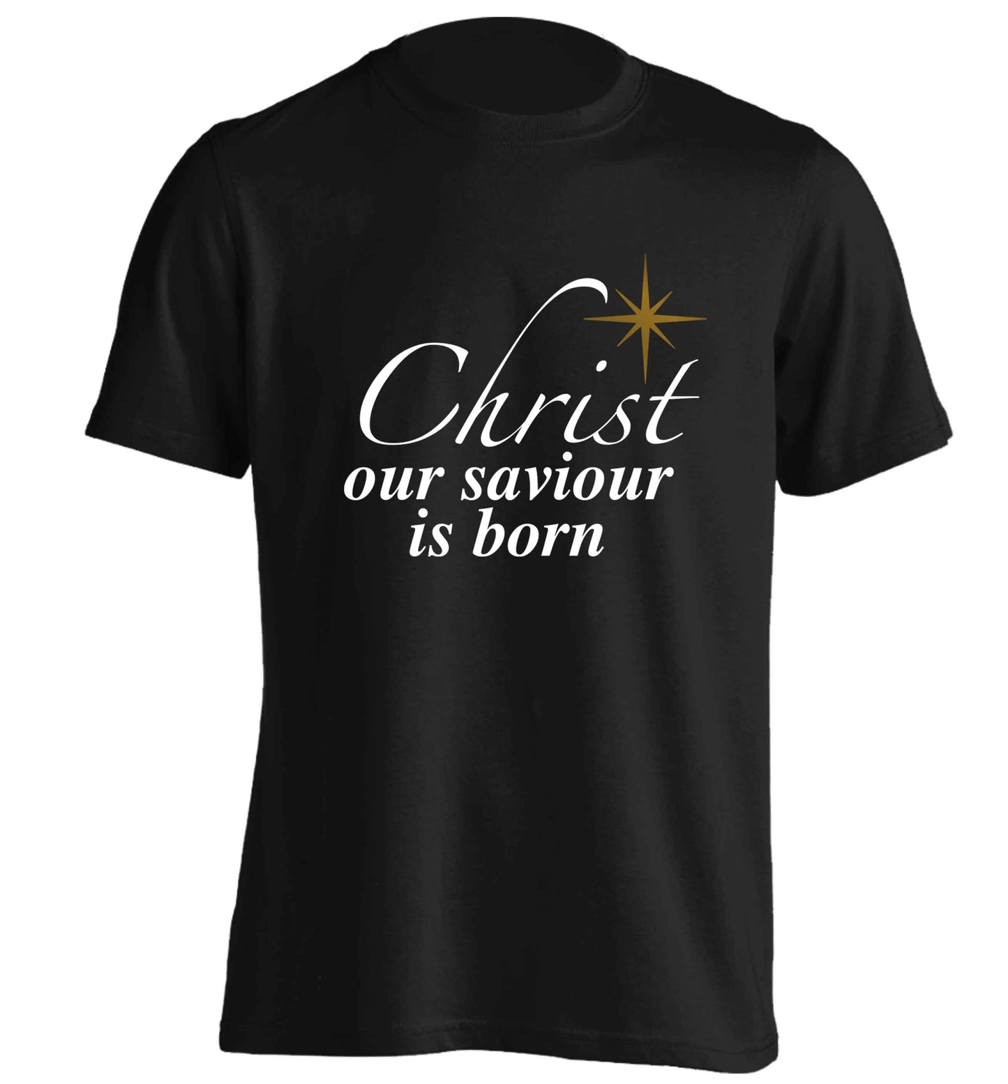 Christ our saviour is born adults unisex black Tshirt 2XL