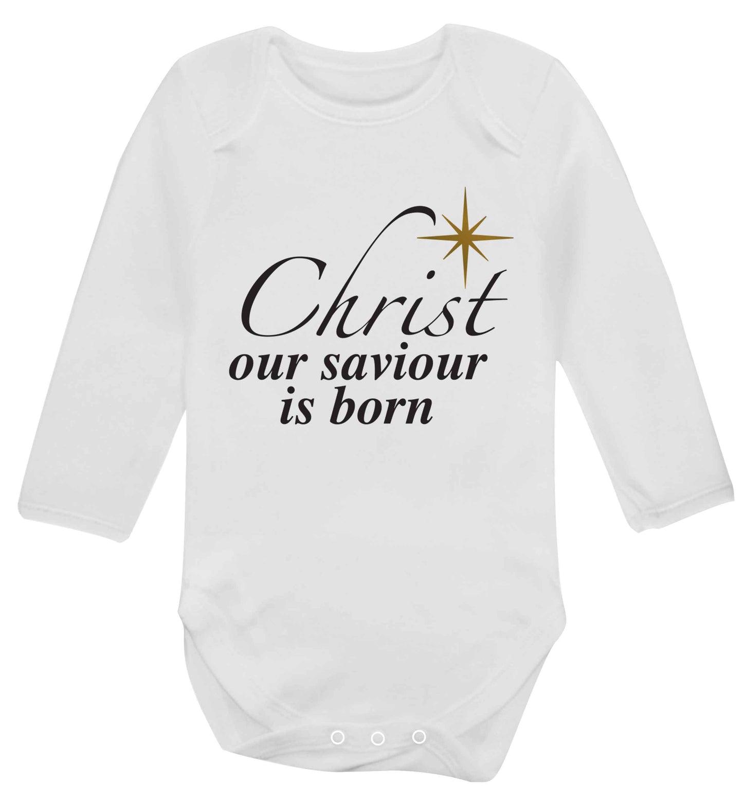 Christ our saviour is born Baby Vest long sleeved white 6-12 months