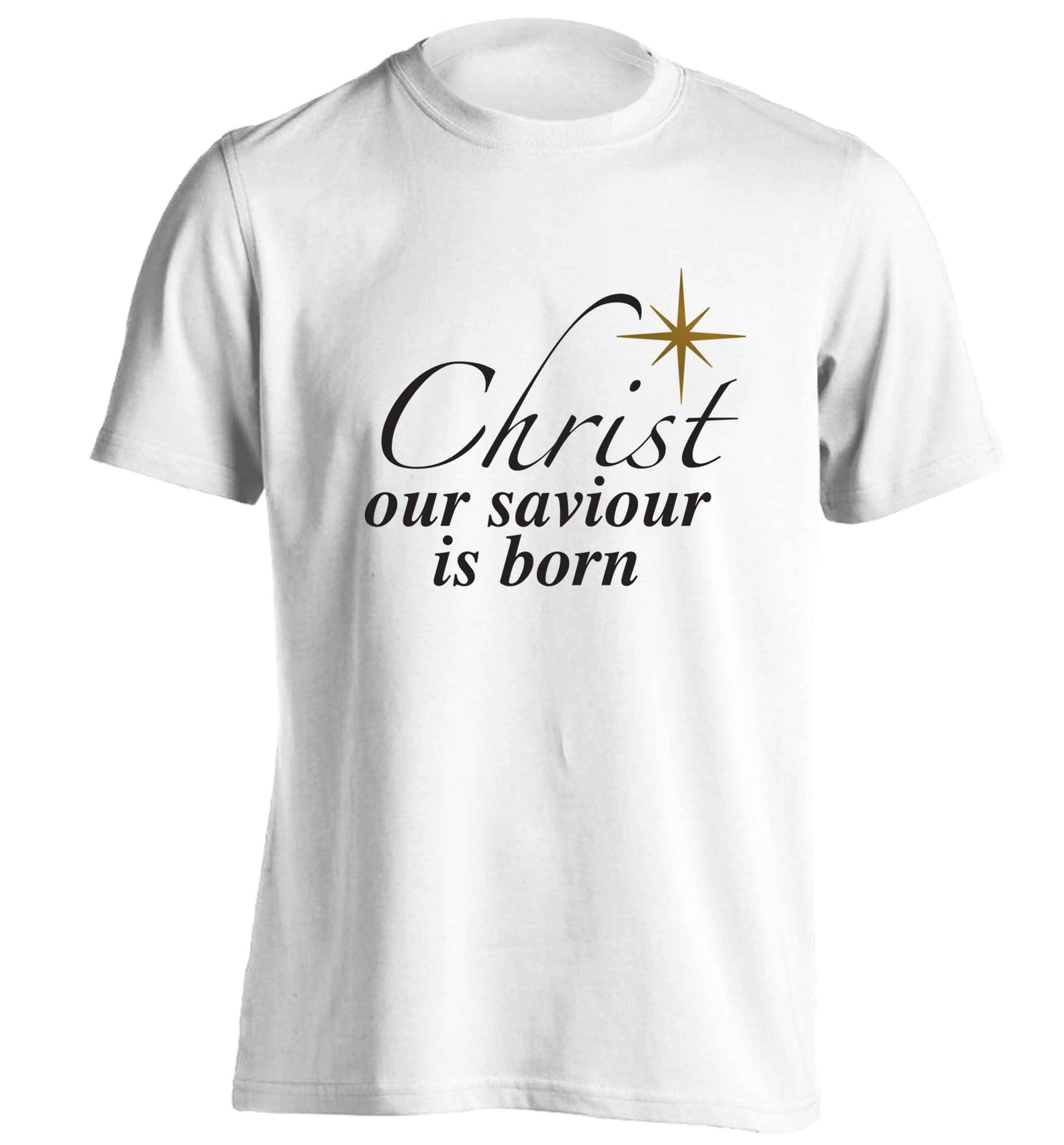 Christ our saviour is born adults unisex white Tshirt 2XL