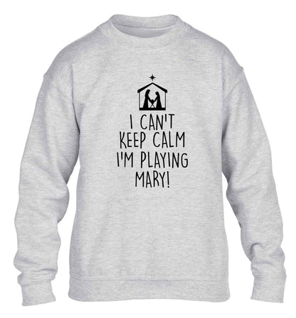 I can't keep calm I'm playing Mary children's grey sweater 12-13 Years