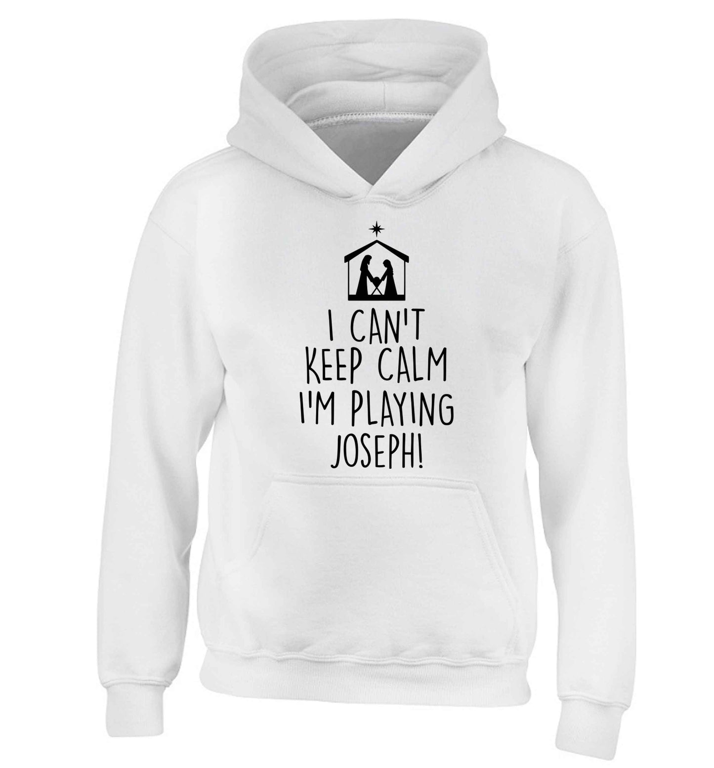 I can't keep calm I'm playing Joseph children's white hoodie 12-13 Years