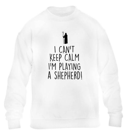 I can't keep calm I'm playing a shepherd children's white sweater 12-13 Years