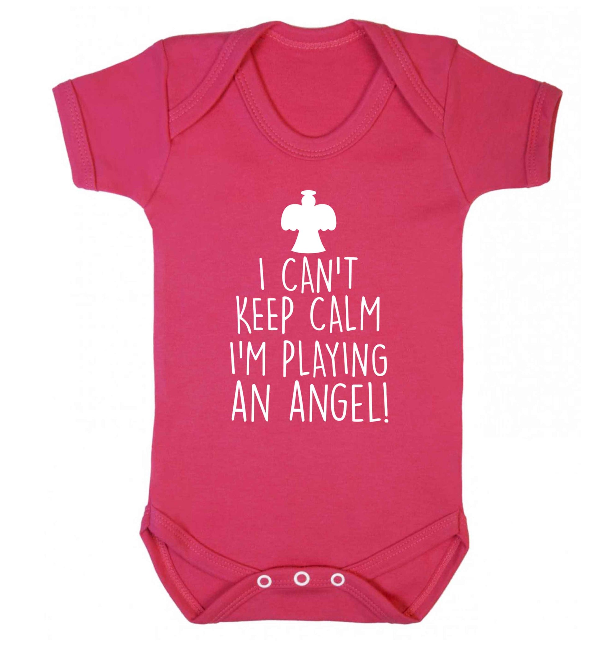 I can't keep calm I'm playing an angel! Baby Vest dark pink 18-24 months