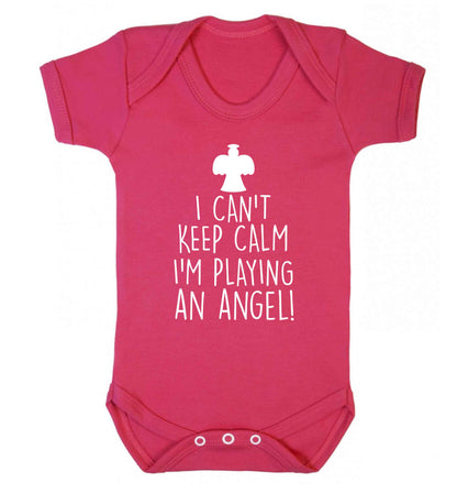 I can't keep calm I'm playing an angel! Baby Vest dark pink 18-24 months