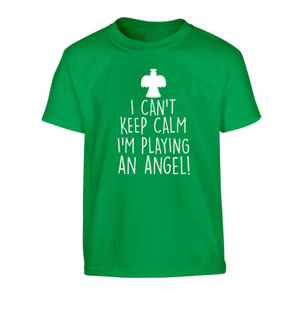 I can't keep calm I'm playing an angel! Children's green Tshirt 12-13 Years