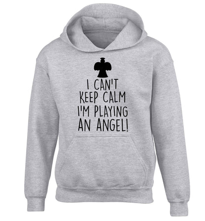 I can't keep calm I'm playing an angel! children's grey hoodie 12-13 Years