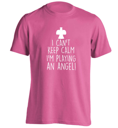 I can't keep calm I'm playing an angel! adults unisex pink Tshirt 2XL