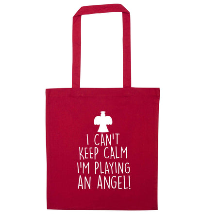 I can't keep calm I'm playing an angel! red tote bag