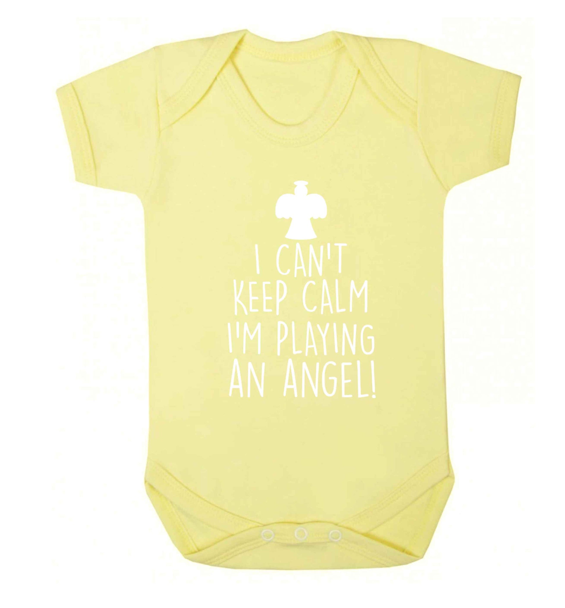 I can't keep calm I'm playing an angel! Baby Vest pale yellow 18-24 months
