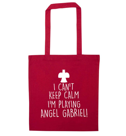 I can't keep calm I'm playing angel gabriel red tote bag