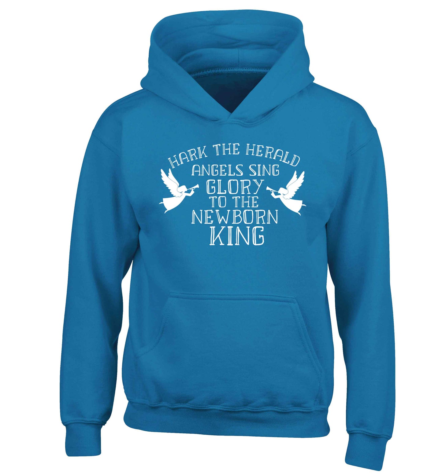 Hark the herold angels sing glory to the newborn king children's blue hoodie 12-13 Years