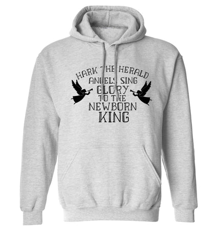Hark the herold angels sing glory to the newborn king adults unisex grey hoodie 2XL