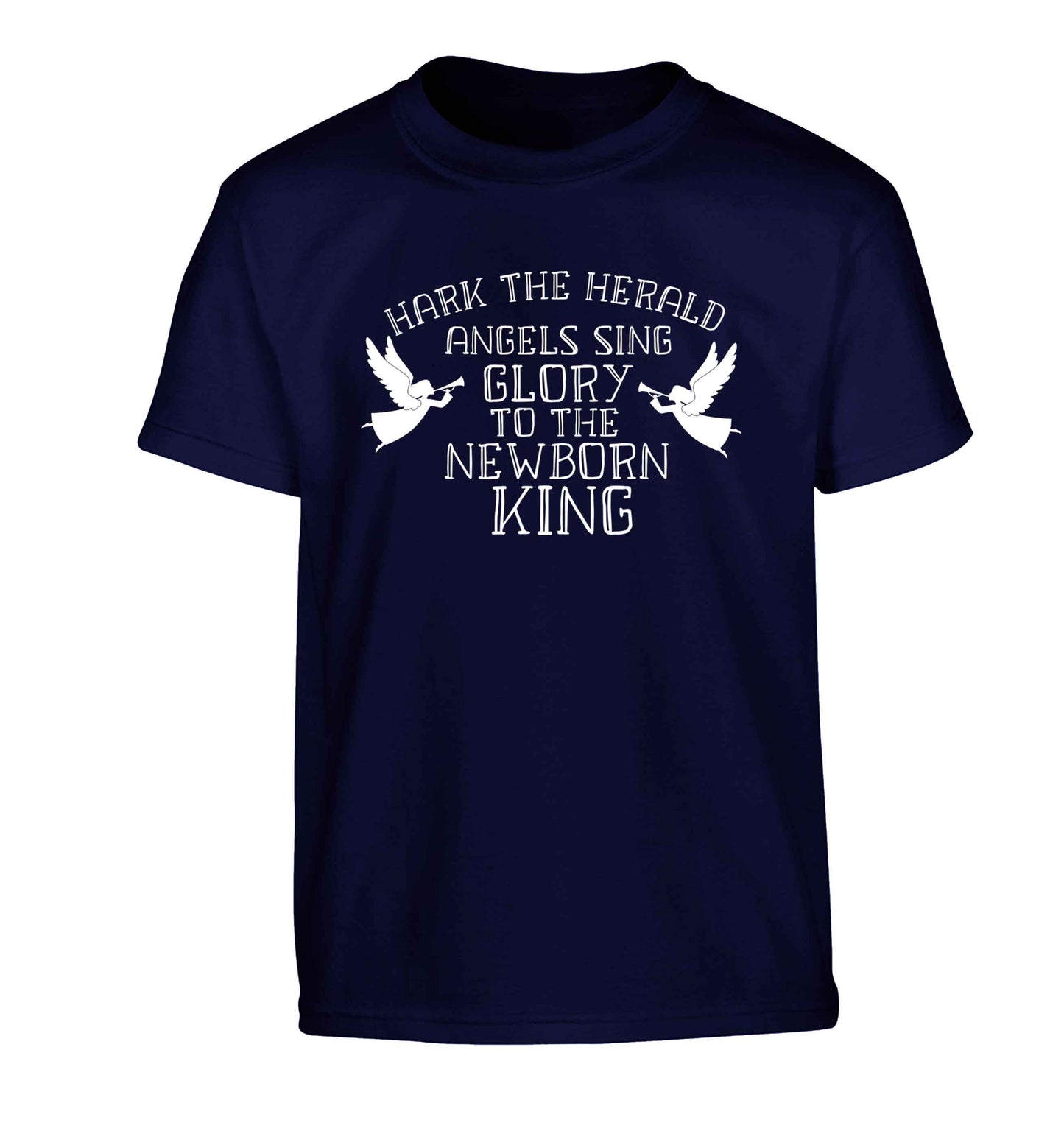 Hark the herold angels sing glory to the newborn king Children's navy Tshirt 12-13 Years