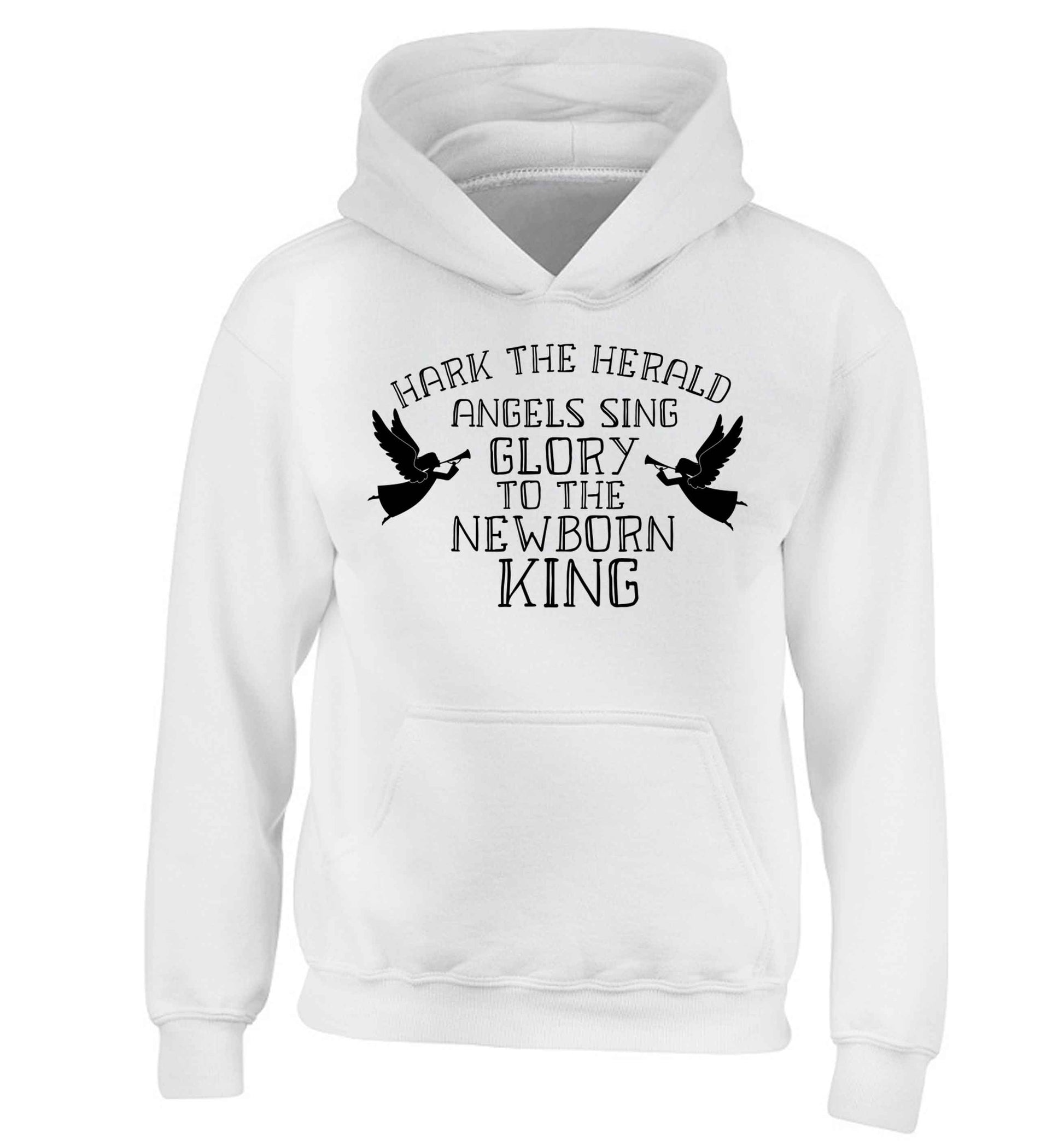 Hark the herold angels sing glory to the newborn king children's white hoodie 12-13 Years