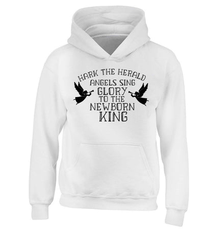Hark the herold angels sing glory to the newborn king children's white hoodie 12-13 Years
