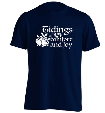 Tidings of comfort and joy adults unisex navy Tshirt 2XL