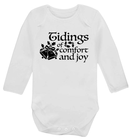 Tidings of comfort and joy Baby Vest long sleeved white 6-12 months