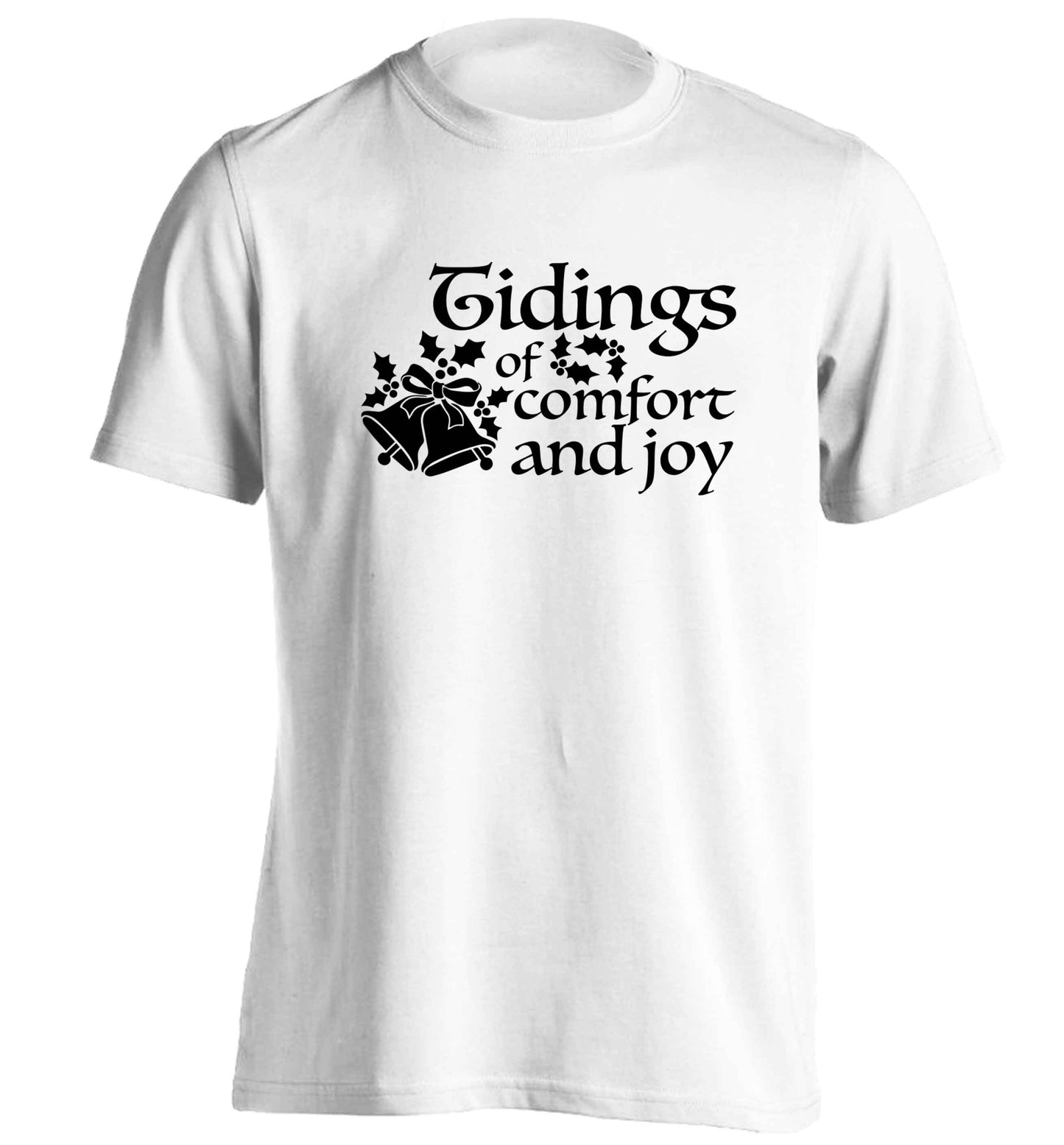 Tidings of comfort and joy adults unisex white Tshirt 2XL