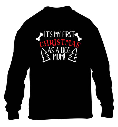 It's my first Christmas as a dog mum! children's black sweater 12-13 Years