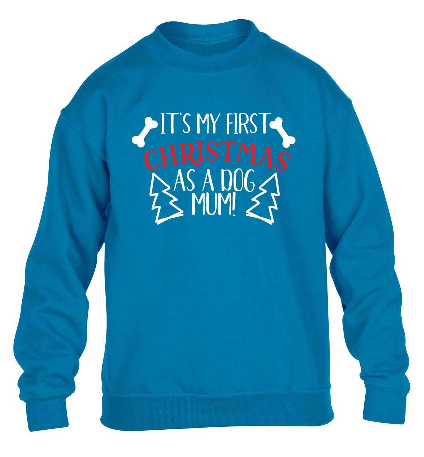 It's my first Christmas as a dog mum! children's blue sweater 12-13 Years