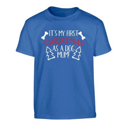 It's my first Christmas as a dog mum! Children's blue Tshirt 12-13 Years