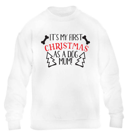 It's my first Christmas as a dog mum! children's white sweater 12-13 Years