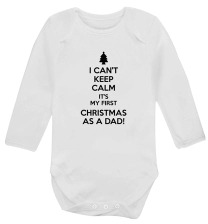 I can't keep calm it's my first Christmas as a dad Baby Vest long sleeved white 6-12 months
