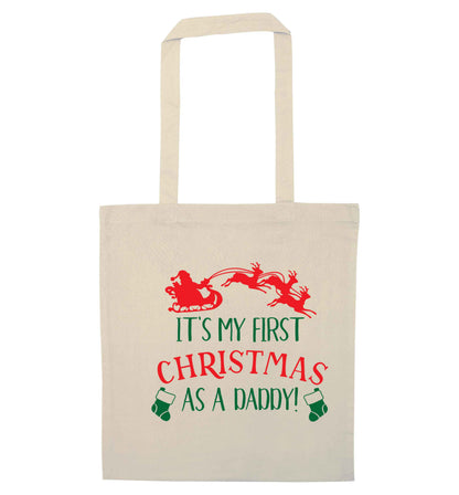 It's my first Christmas as a daddy natural tote bag