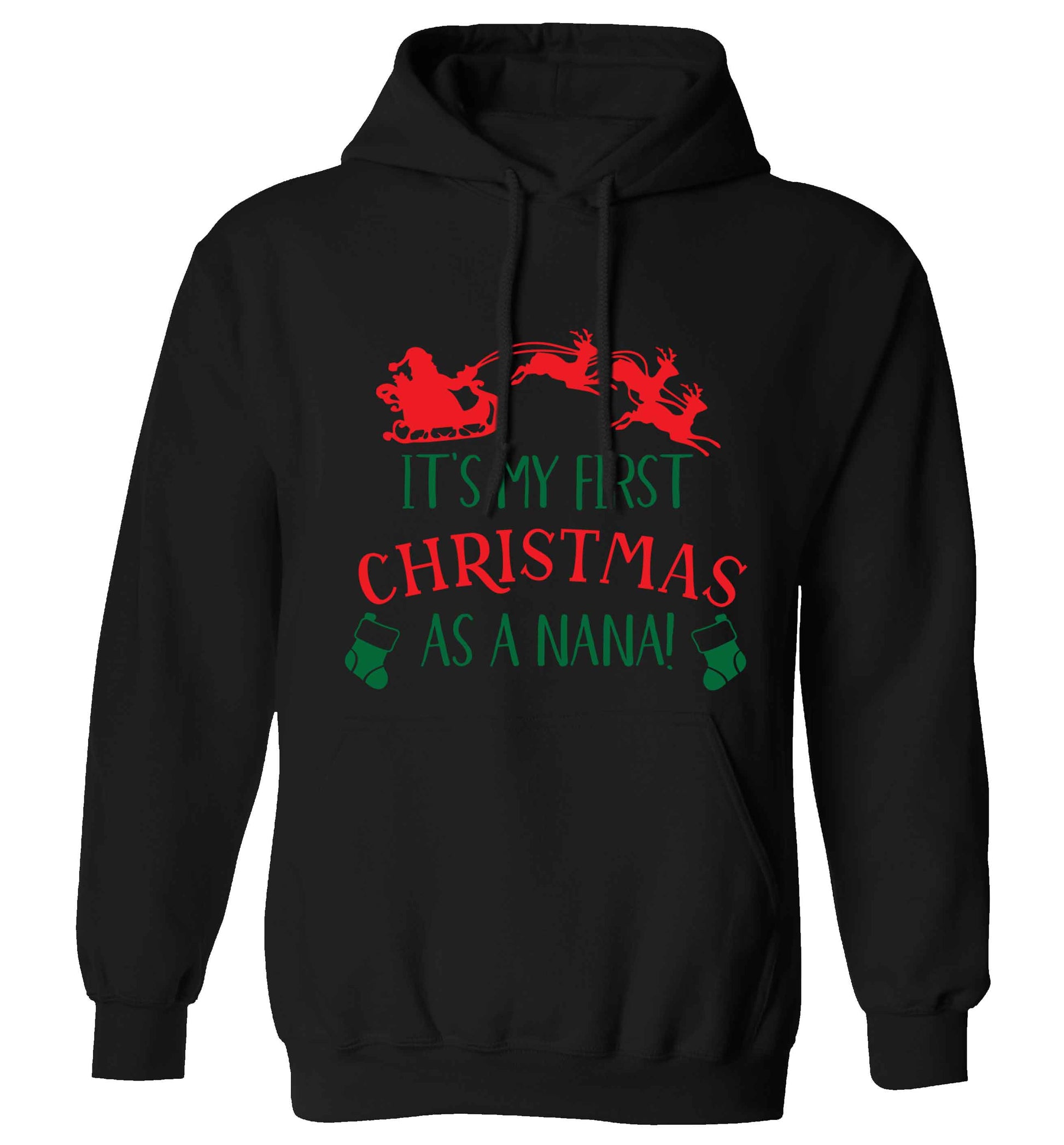 It's my first Christmas as a nana adults unisex black hoodie 2XL