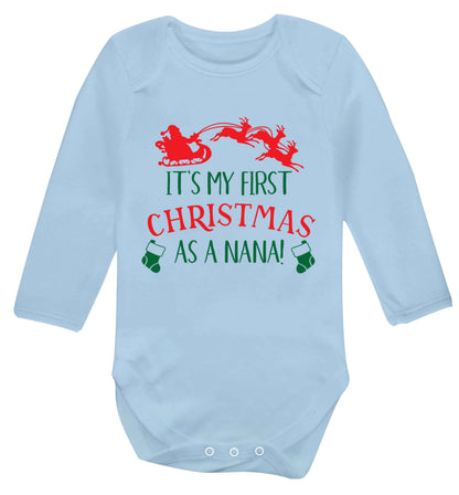 It's my first Christmas as a nana Baby Vest long sleeved pale blue 6-12 months