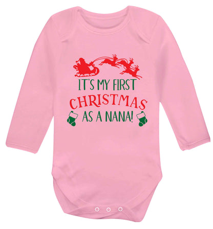 It's my first Christmas as a nana Baby Vest long sleeved pale pink 6-12 months