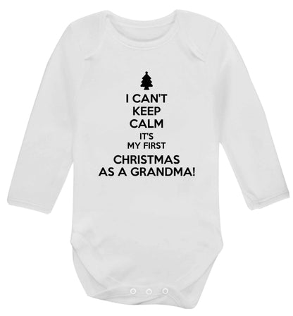 I can't keep calm it's my first Christmas as a grandma! Baby Vest long sleeved white 6-12 months