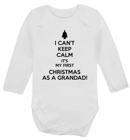 I can't keep calm it's my first Christmas as a grandad! Baby Vest long sleeved white 6-12 months