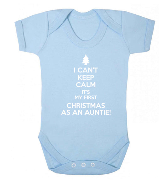 I can't keep calm it's my first Christmas as an auntie! Baby Vest pale blue 18-24 months