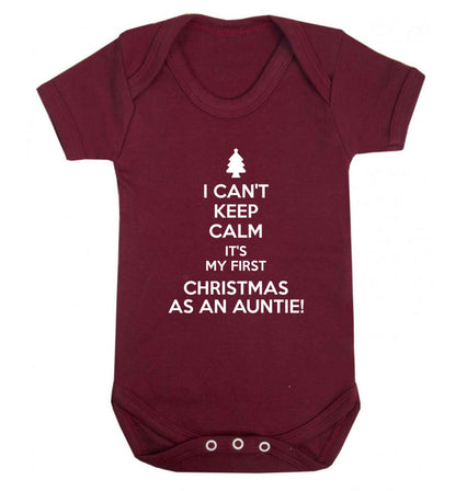 I can't keep calm it's my first Christmas as an auntie! Baby Vest maroon 18-24 months