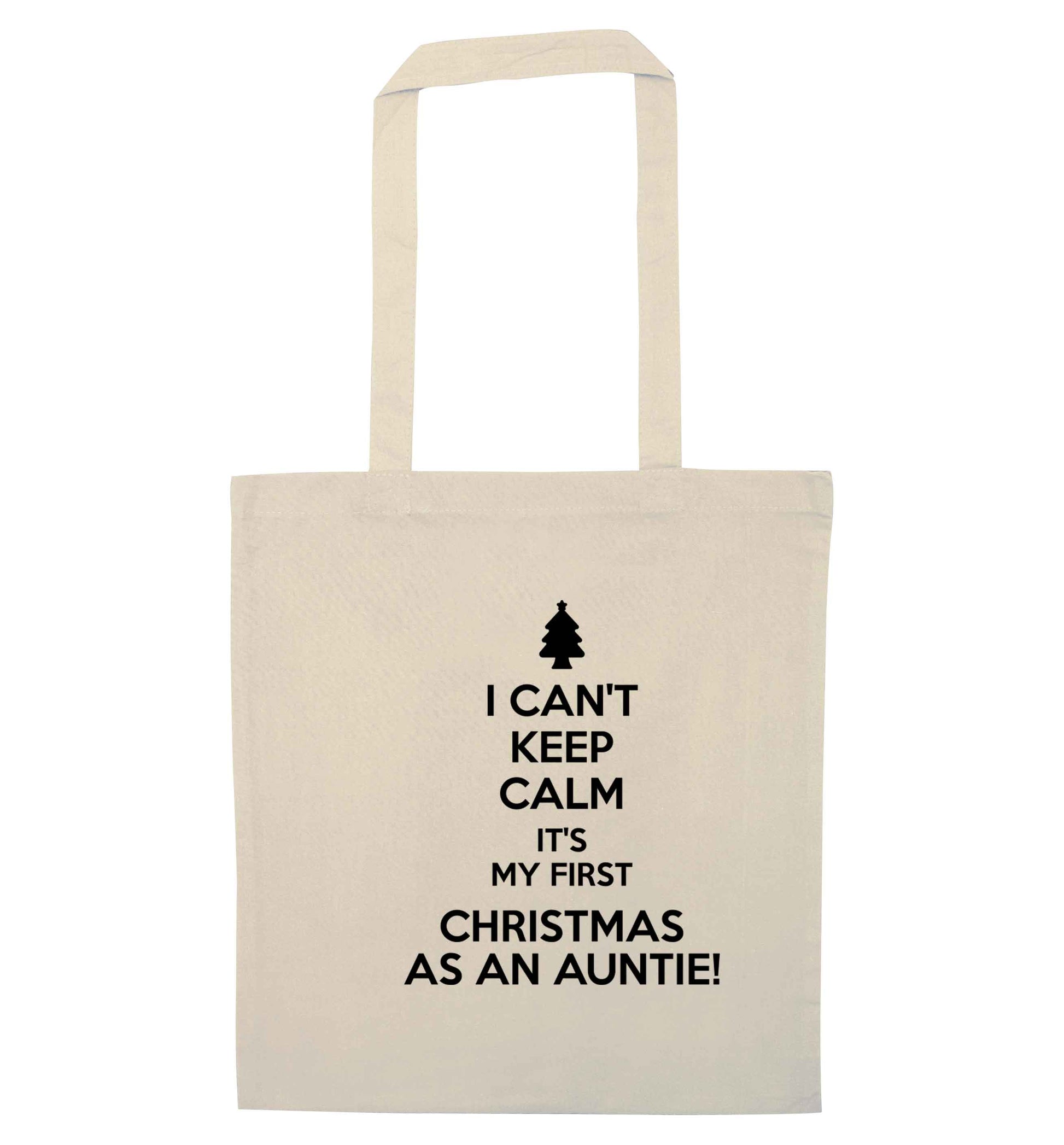 I can't keep calm it's my first Christmas as an auntie! natural tote bag