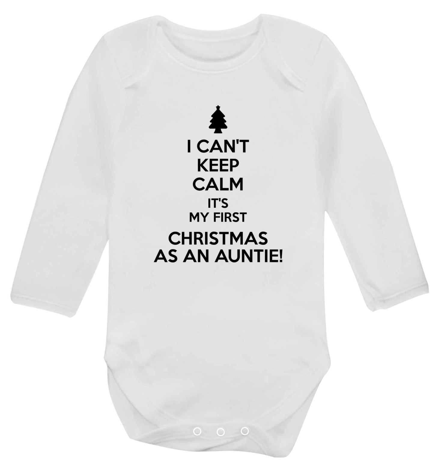 I can't keep calm it's my first Christmas as an auntie! Baby Vest long sleeved white 6-12 months