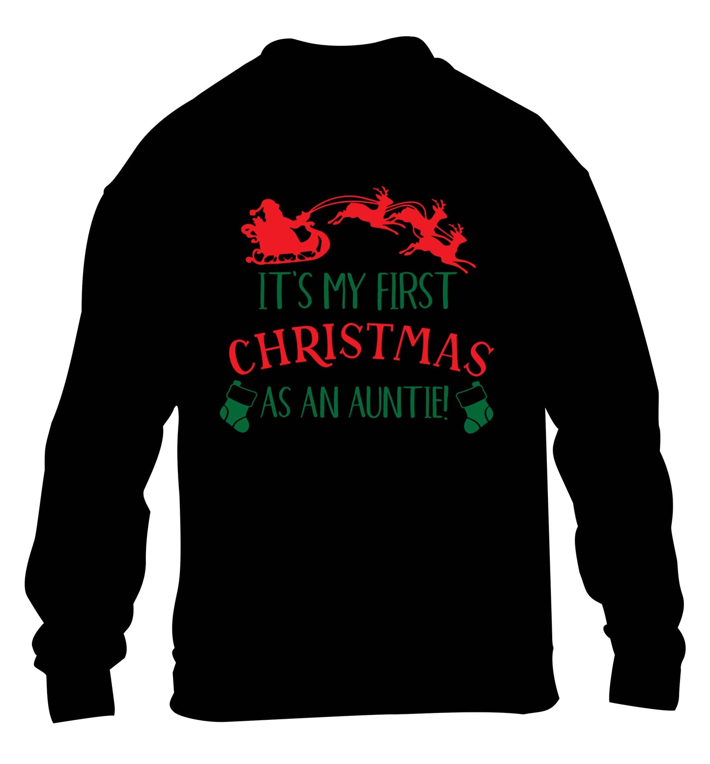 It's my first Christmas as an auntie! children's black sweater 12-13 Years