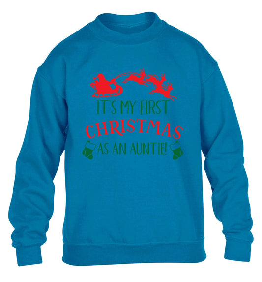It's my first Christmas as an auntie! children's blue sweater 12-13 Years