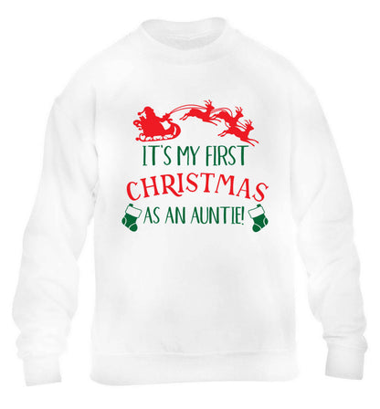 It's my first Christmas as an auntie! children's white sweater 12-13 Years