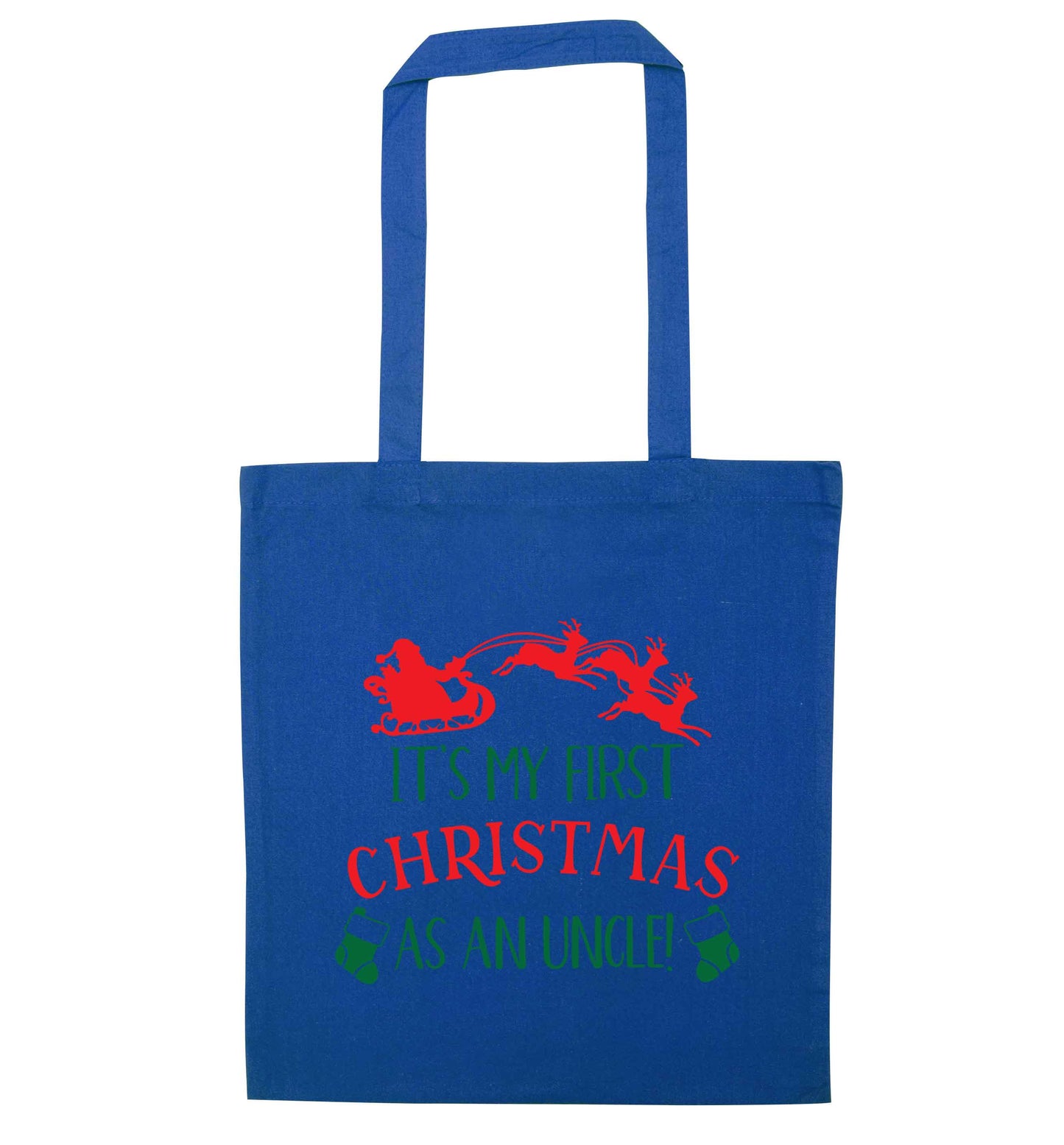 It's my first Christmas as an uncle! blue tote bag