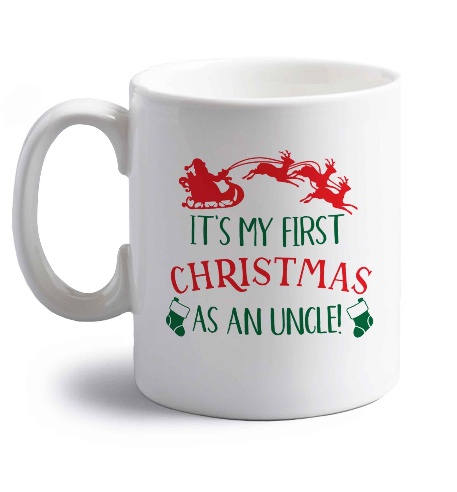 It's my first Christmas as an uncle! right handed white ceramic mug 