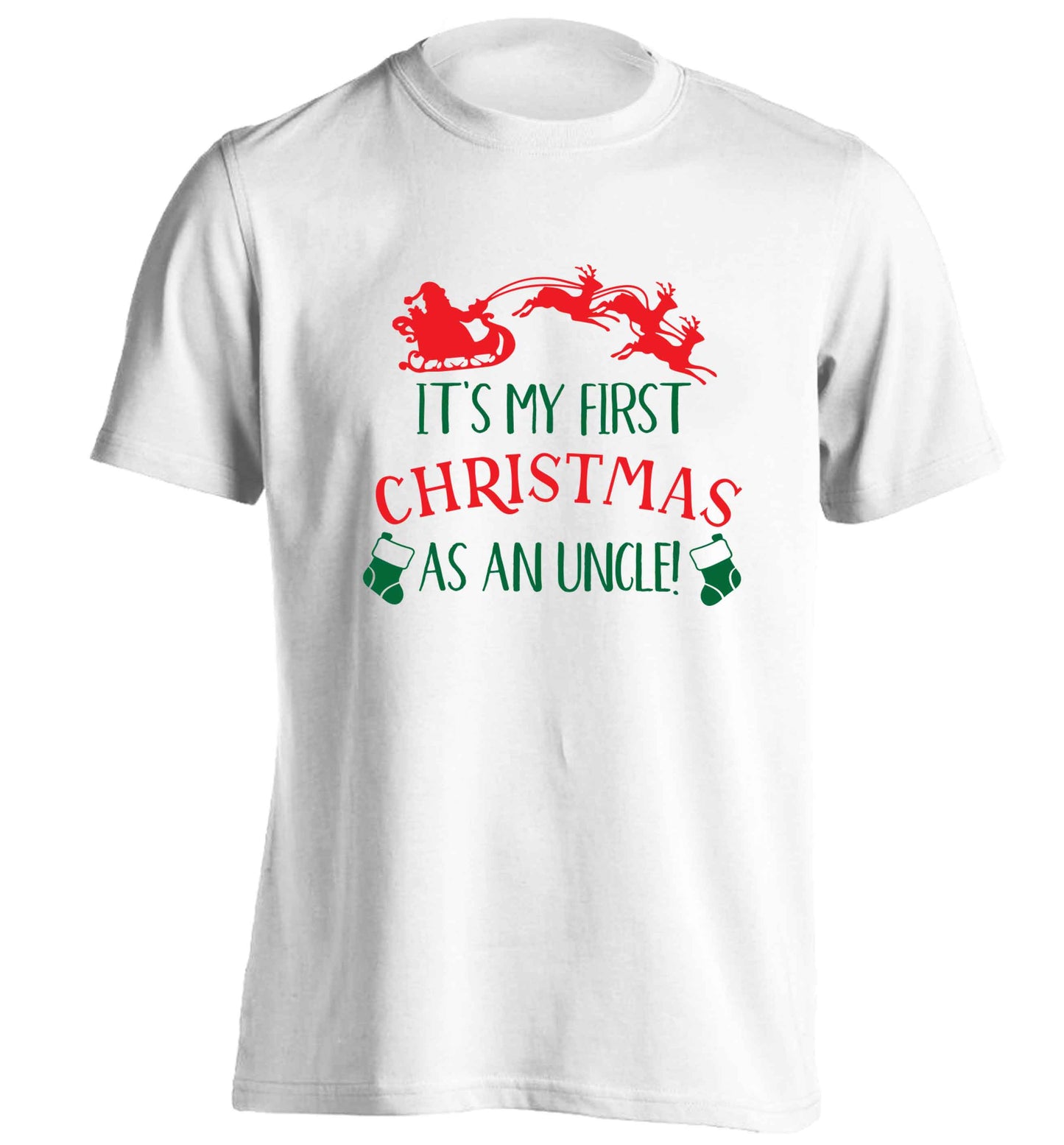It's my first Christmas as an uncle! adults unisex white Tshirt 2XL