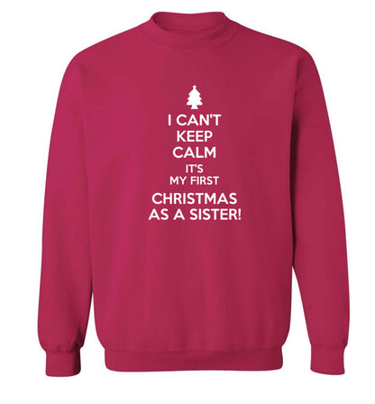 I can't keep calm it's my first Christmas as a sister! Adult's unisex pink Sweater 2XL