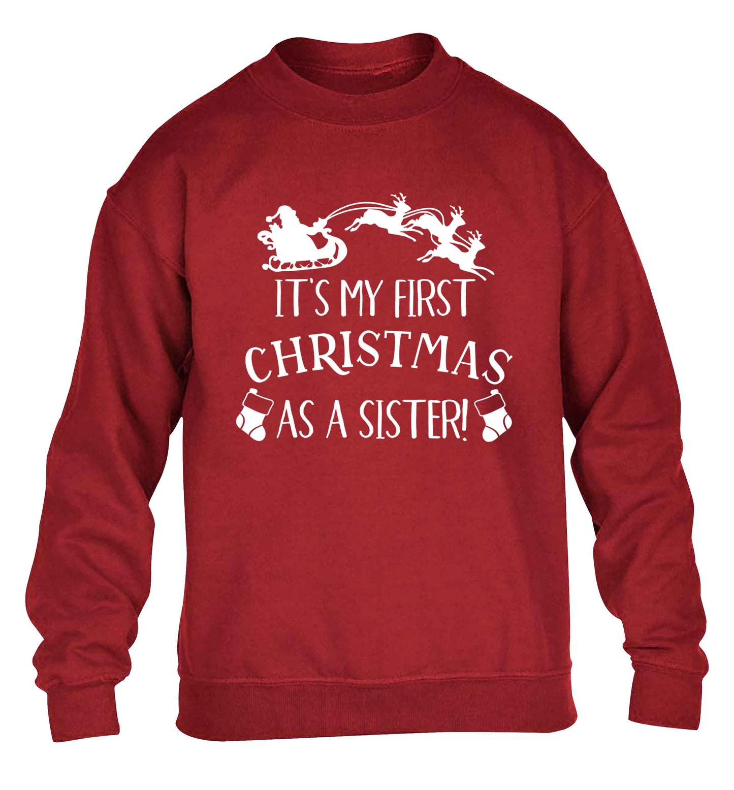 It's my first Christmas as a sister! children's grey sweater 12-13 Years