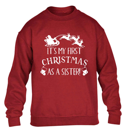 It's my first Christmas as a sister! children's grey sweater 12-13 Years
