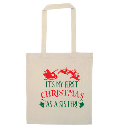 It's my first Christmas as a sister! natural tote bag