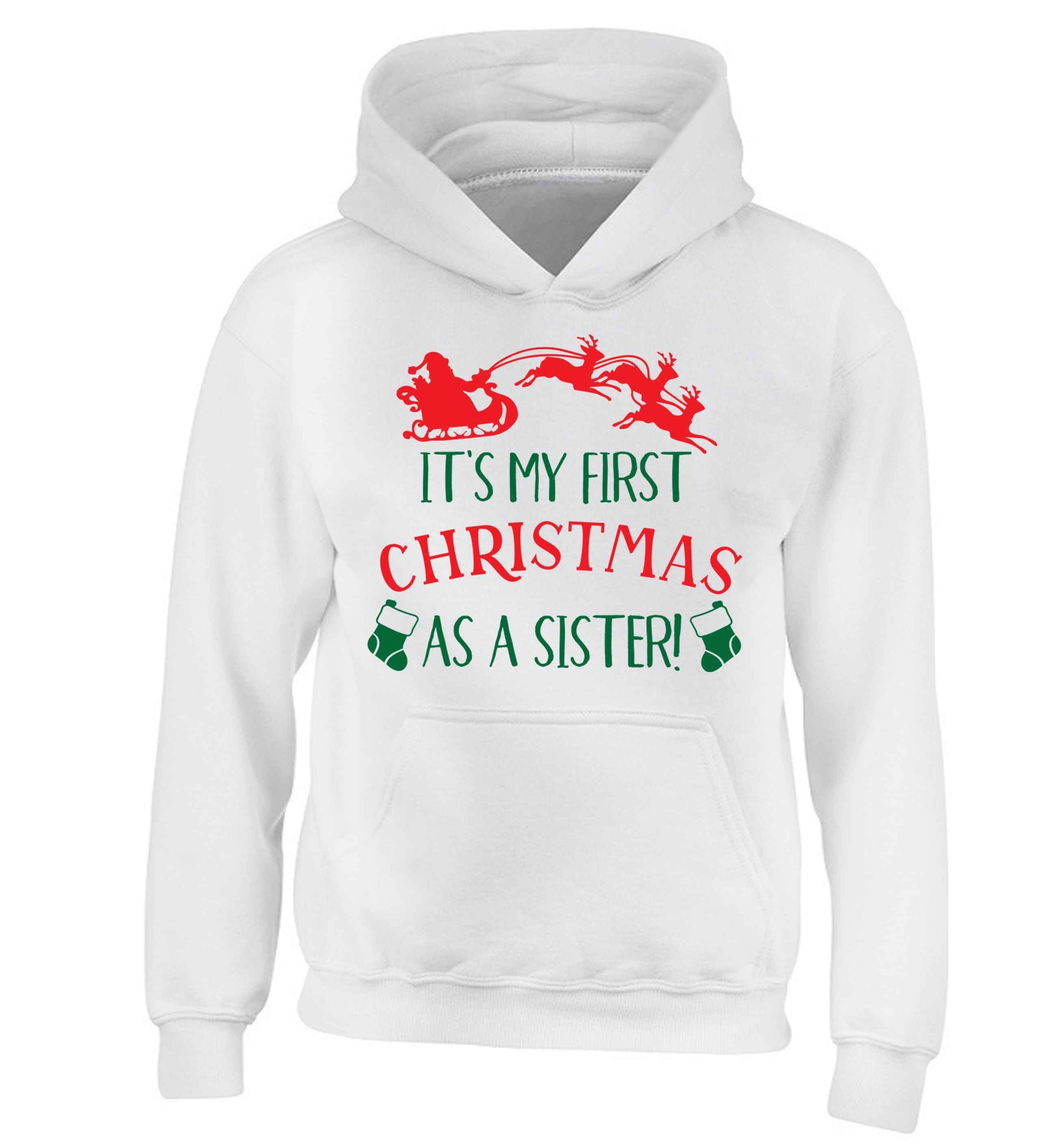 It's my first Christmas as a sister! children's white hoodie 12-13 Years