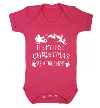 It's my first Christmas as a brother! Baby Vest dark pink 18-24 months